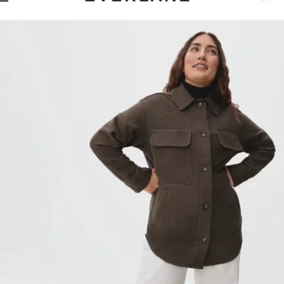 Everlane Brown Oversized Shirt Jacket Medium - Picture 1 of 8